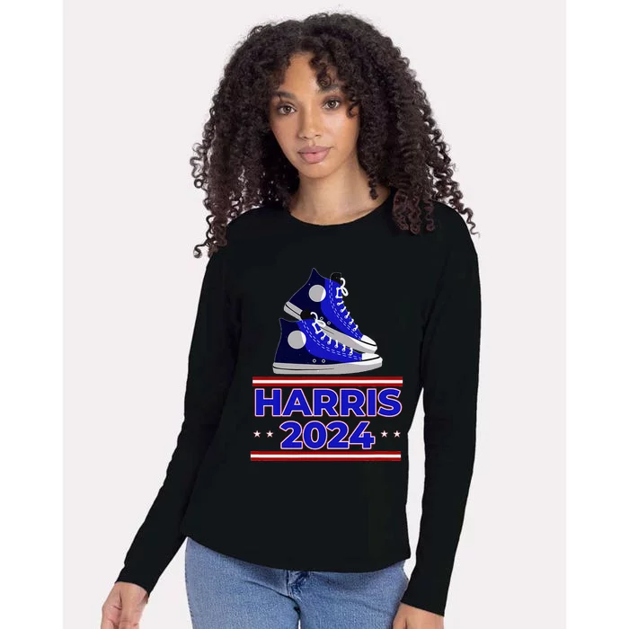 Harris 2024 Vote President Kamala Election Sneakers Womens Cotton Relaxed Long Sleeve T-Shirt