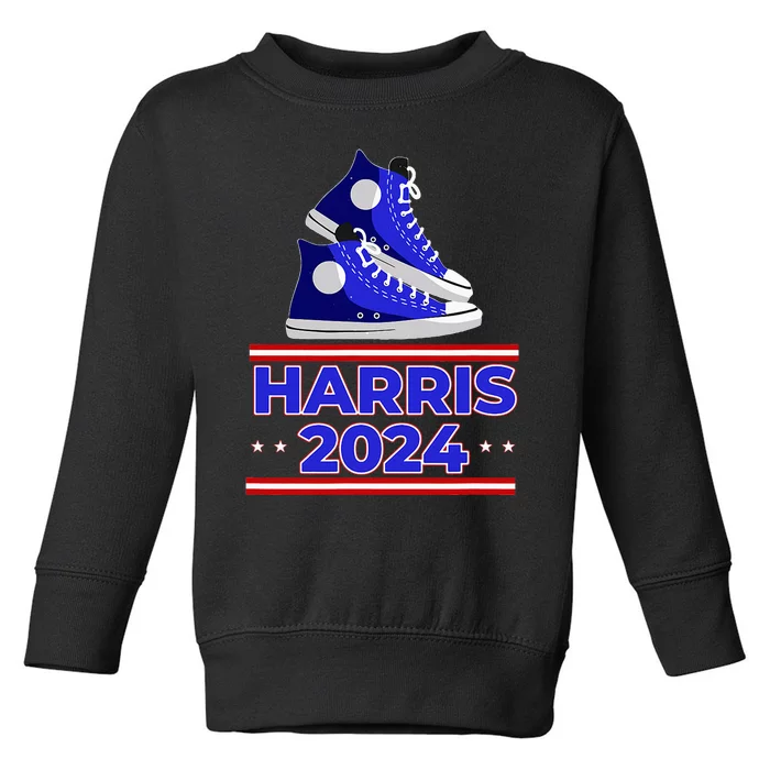 Harris 2024 Vote President Kamala Election Sneakers Meme Toddler Sweatshirt