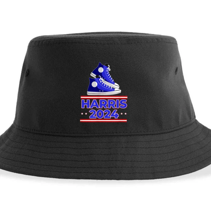 Harris 2024 Vote President Kamala Election Sneakers Meme Sustainable Bucket Hat