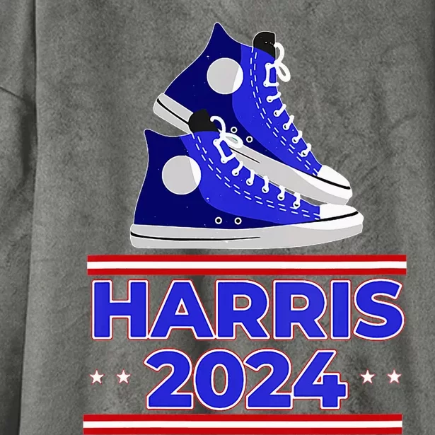 Harris 2024 Vote President Kamala Election Sneakers Meme Hooded Wearable Blanket