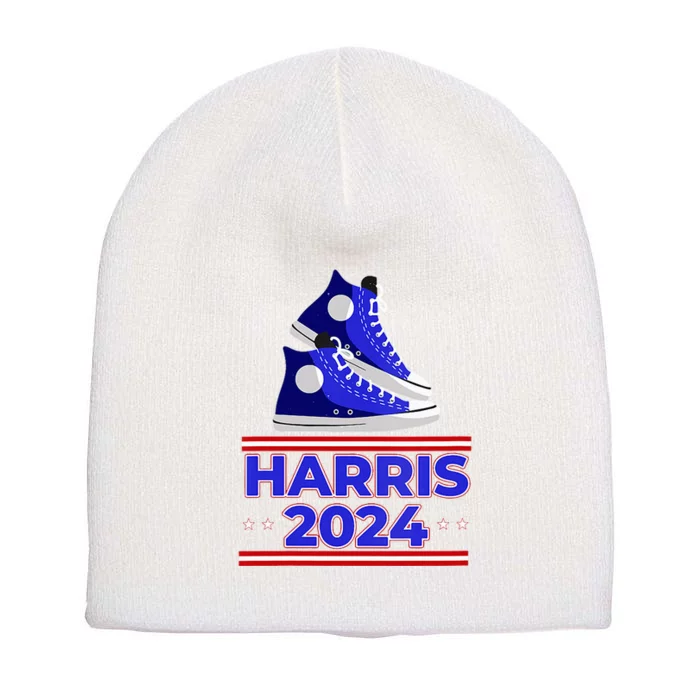 Harris 2024 Vote President Kamala Election Sneakers Meme Short Acrylic Beanie