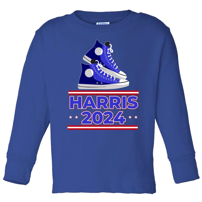 Harris 2024 Vote President Kamala Election Sneakers Meme Gift Toddler Long Sleeve Shirt