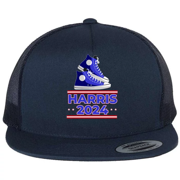 Harris 2024 Vote President Kamala Election Sneakers Meme Gift Flat Bill Trucker Hat