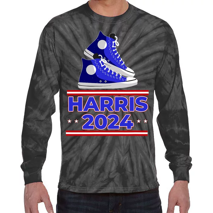 Harris 2024 Vote President Kamala Election Sneakers Meme Tie-Dye Long Sleeve Shirt