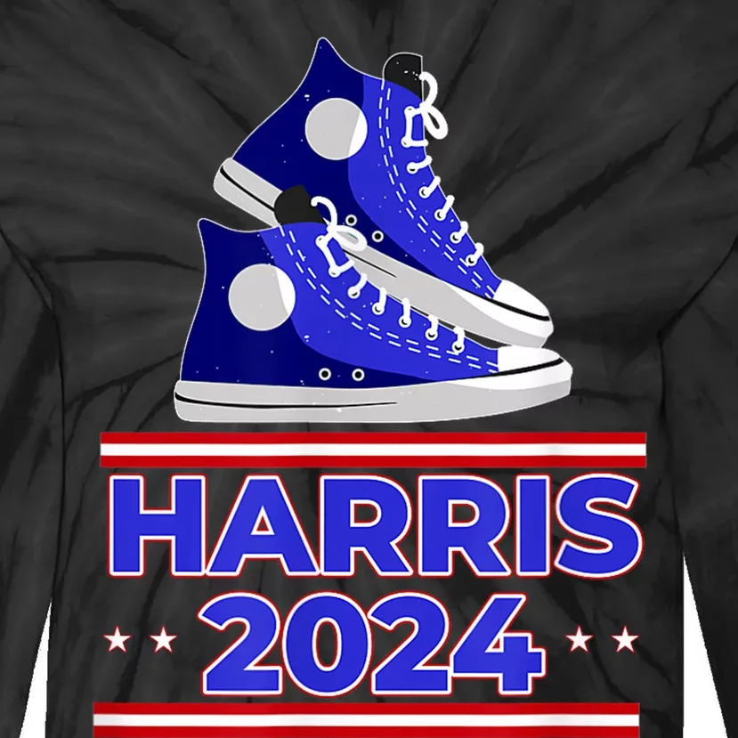 Harris 2024 Vote President Kamala Election Sneakers Tie-Dye Long Sleeve Shirt