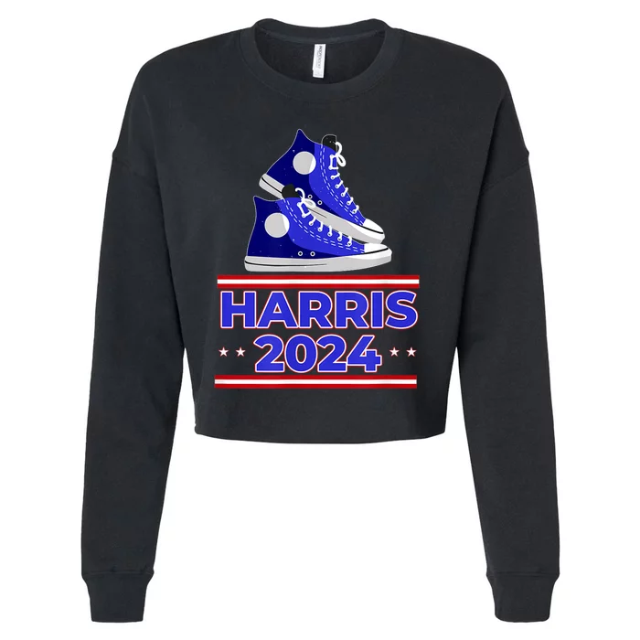 Harris 2024 Vote President Kamala Election Sneakers Cropped Pullover Crew