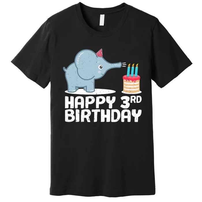 Happy 3rd Birthday Boy Baby Elephant three Year Premium T-Shirt