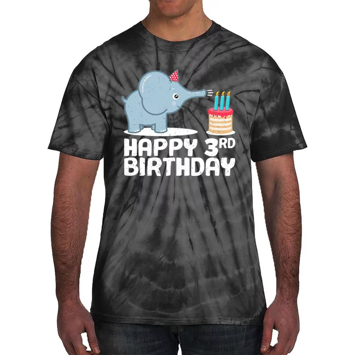 Happy 3rd Birthday Boy Baby Elephant three Year Tie-Dye T-Shirt