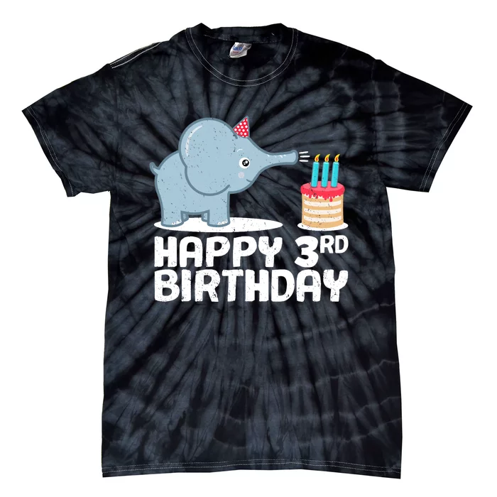 Happy 3rd Birthday Boy Baby Elephant three Year Tie-Dye T-Shirt