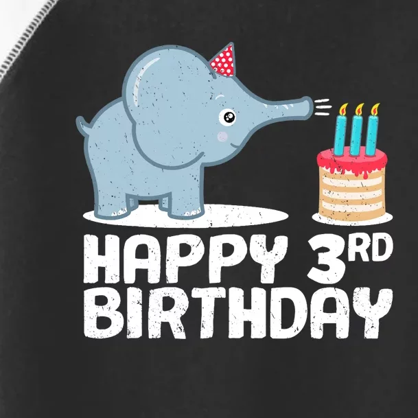 Happy 3rd Birthday Boy Baby Elephant three Year Toddler Fine Jersey T-Shirt