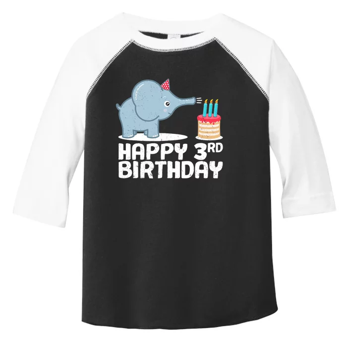 Happy 3rd Birthday Boy Baby Elephant three Year Toddler Fine Jersey T-Shirt