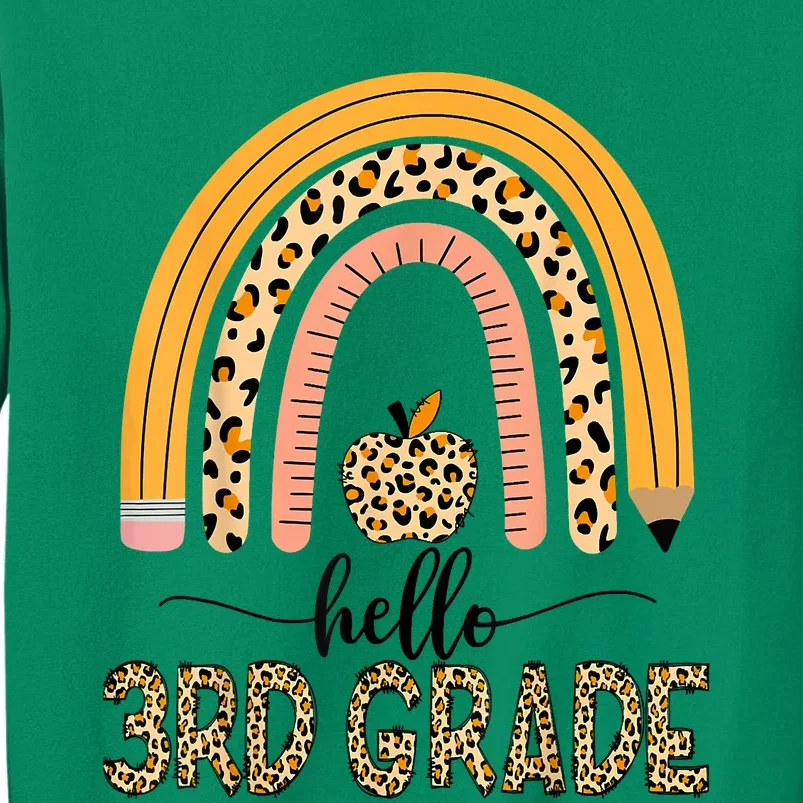 Hello 3rd Grade Teacher Leopard Rainbow Girls Back To School Sweatshirt