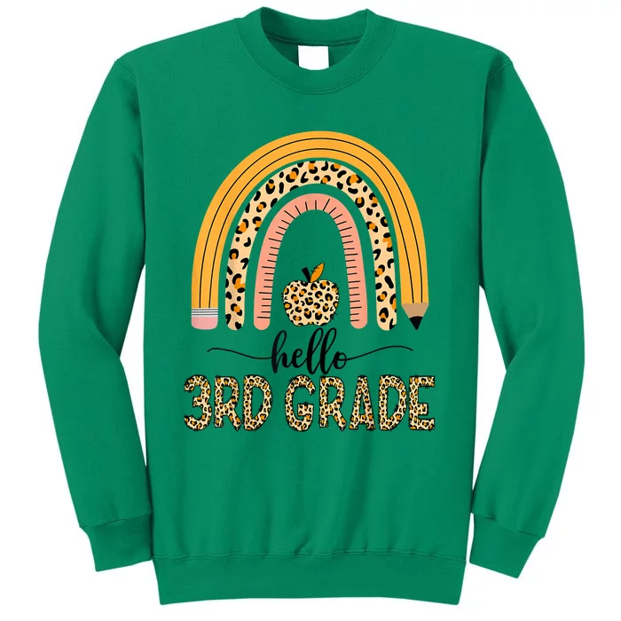 Hello 3rd Grade Teacher Leopard Rainbow Girls Back To School Sweatshirt