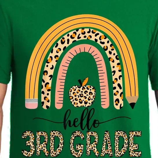 Hello 3rd Grade Teacher Leopard Rainbow Girls Back To School Pajama Set