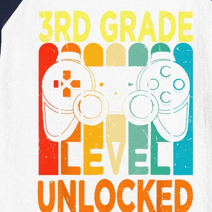 Hello 3rd Grade Level Unlocked Video Game Back To School Baseball Sleeve Shirt