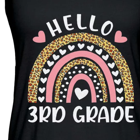 Hello 3rd Grade Rainbow Teachers Funny Back to School Ladies Essential Flowy Tank