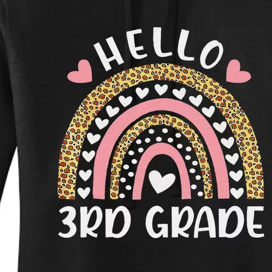 Hello 3rd Grade Rainbow Teachers Funny Back to School Women's Pullover Hoodie