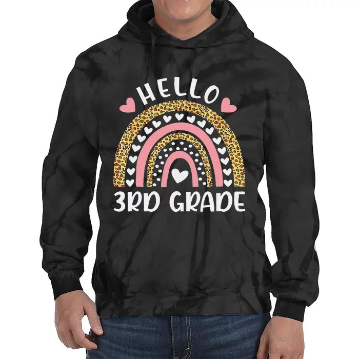 Hello 3rd Grade Rainbow Teachers Funny Back to School Tie Dye Hoodie