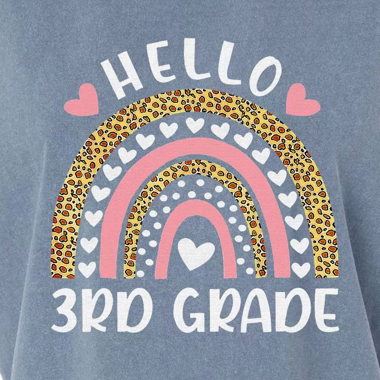 Hello 3rd Grade Rainbow Teachers Funny Back to School Garment-Dyed Women's Muscle Tee