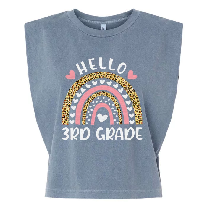 Hello 3rd Grade Rainbow Teachers Funny Back to School Garment-Dyed Women's Muscle Tee