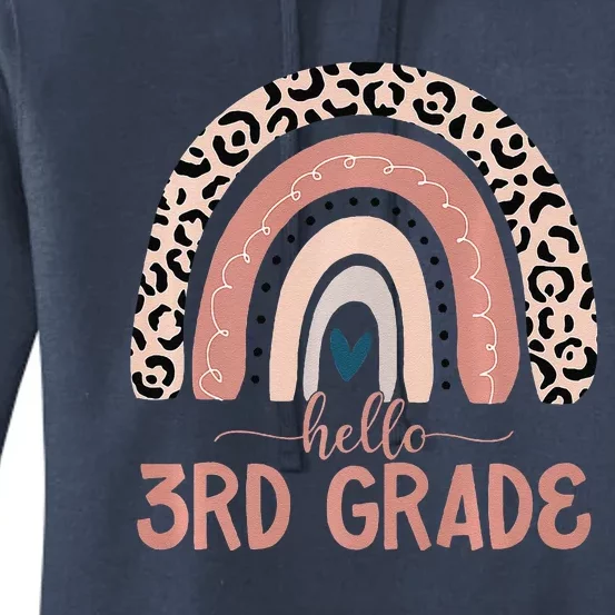 Hello 3rd Grade Teacher Leopard Rainbow Back To School Women's Pullover Hoodie