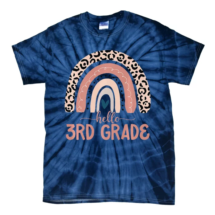 Hello 3rd Grade Teacher Leopard Rainbow Back To School Tie-Dye T-Shirt