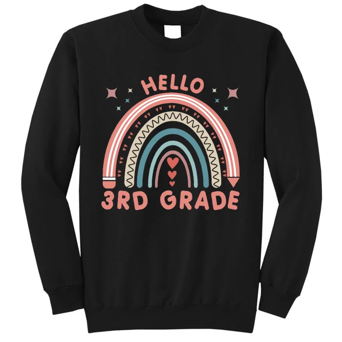 Hello 3rd Grade Rainbow Heart Back To School Teachers Tall Sweatshirt