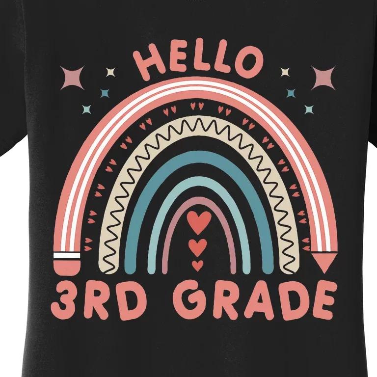 Hello 3rd Grade Rainbow Heart Back To School Teachers Women's T-Shirt