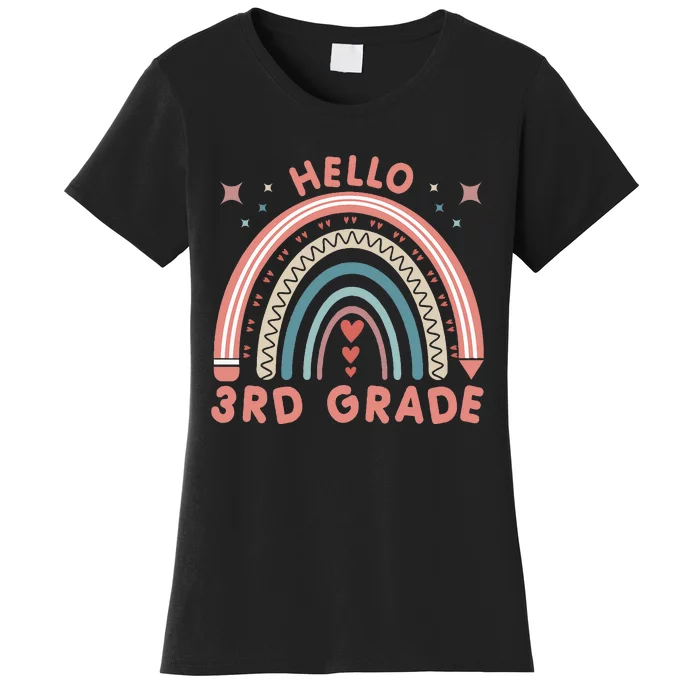 Hello 3rd Grade Rainbow Heart Back To School Teachers Women's T-Shirt