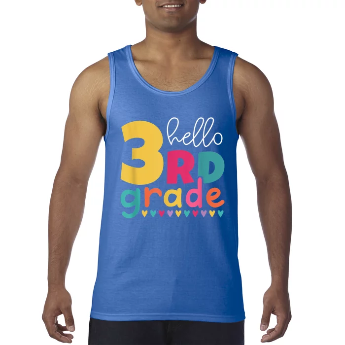 Hello 3Rd Grade First Day Back To School Third Grade Teacher Gift Tank Top