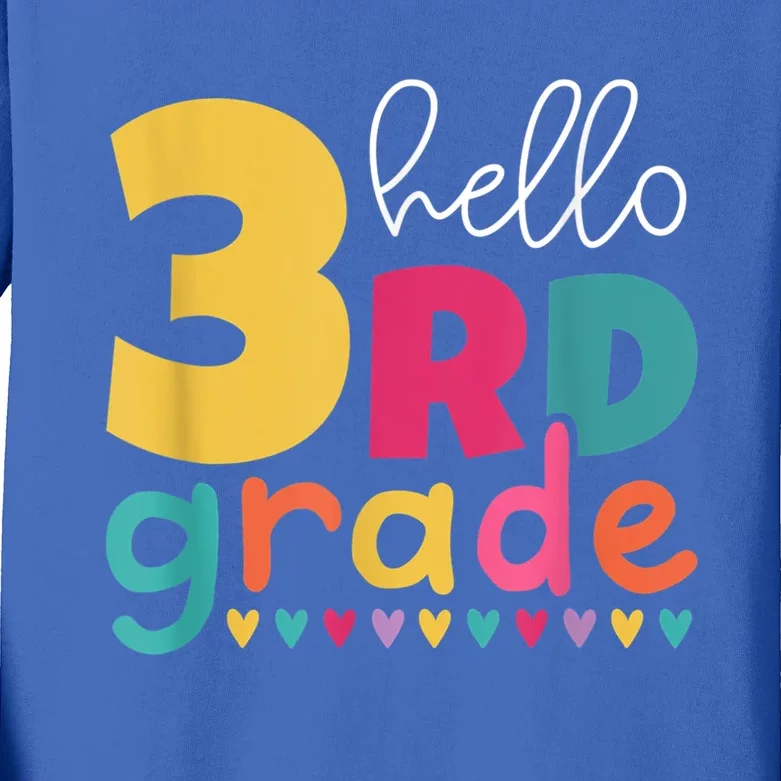 Hello 3Rd Grade First Day Back To School Third Grade Teacher Gift Kids Long Sleeve Shirt