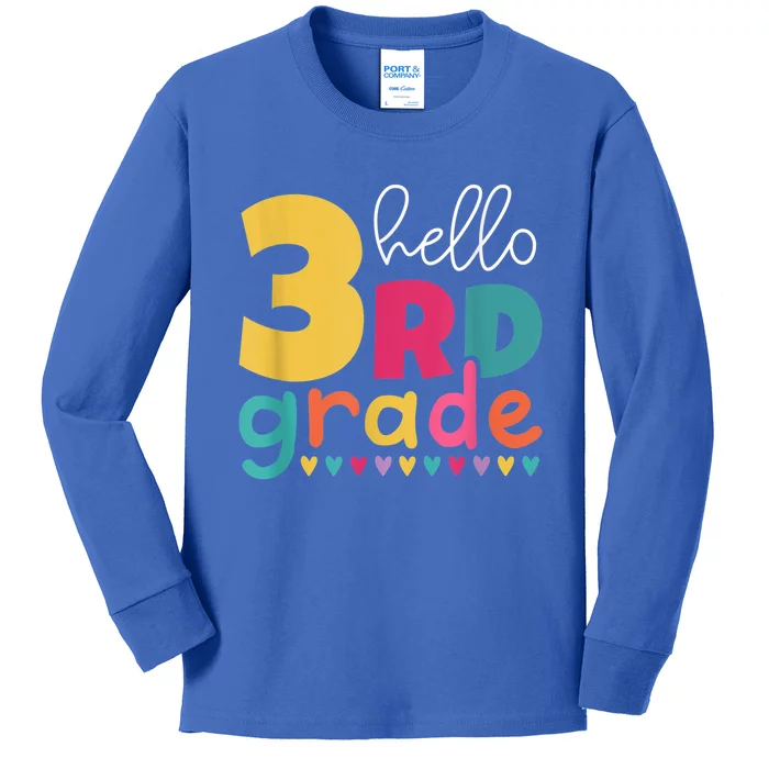 Hello 3Rd Grade First Day Back To School Third Grade Teacher Gift Kids Long Sleeve Shirt