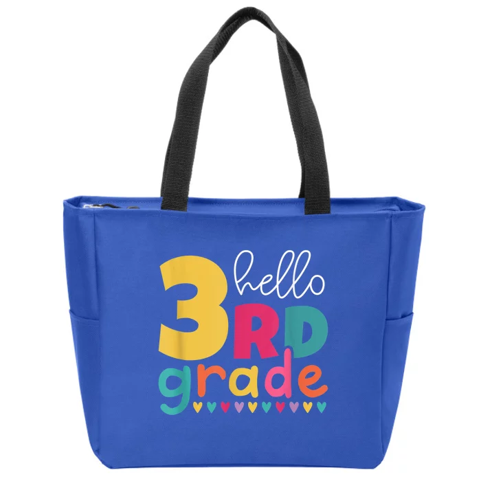 Hello 3Rd Grade First Day Back To School Third Grade Teacher Gift Zip Tote Bag