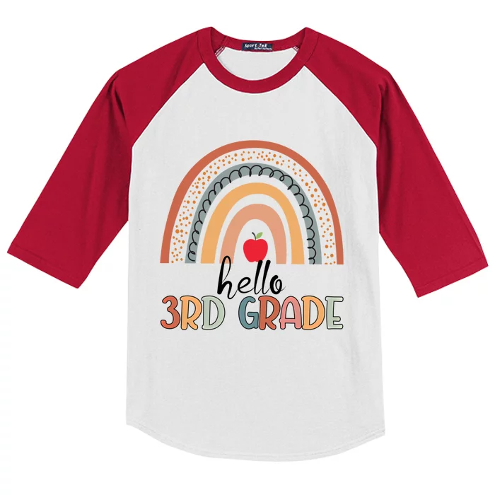 Hello 3Rd Grade Teacher Rainbow Team Third Grade Teacher Funny Gift Kids Colorblock Raglan Jersey