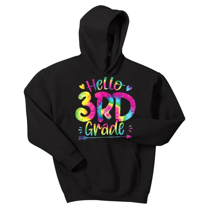 Hello 3rd Grade Teachers Students Tie Dye Back To School Kids Hoodie