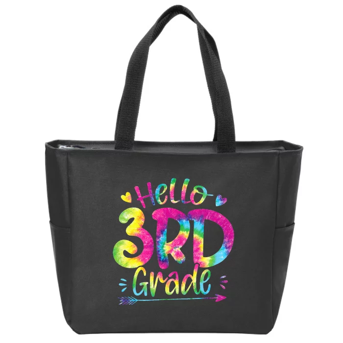 Hello 3rd Grade Teachers Students Tie Dye Back To School Zip Tote Bag