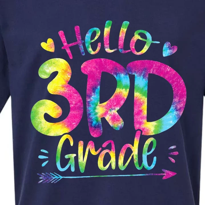 Hello 3rd Grade Teachers Students Tie Dye Back To School Sueded Cloud Jersey T-Shirt