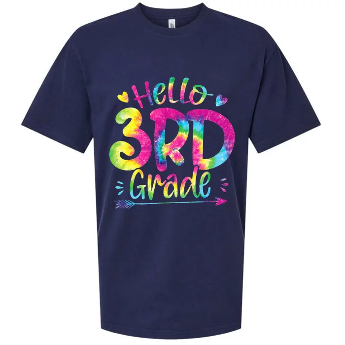 Hello 3rd Grade Teachers Students Tie Dye Back To School Sueded Cloud Jersey T-Shirt