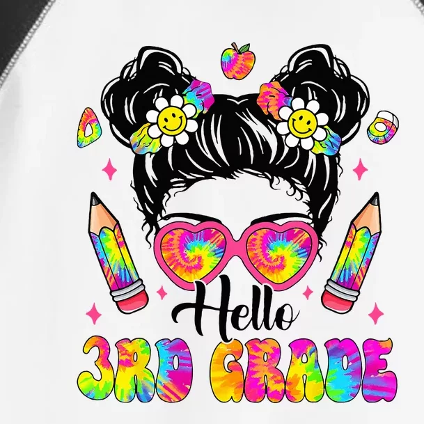 Hello 3rd Grade Third Back To School Tie Dye Messy Bun Toddler Fine Jersey T-Shirt