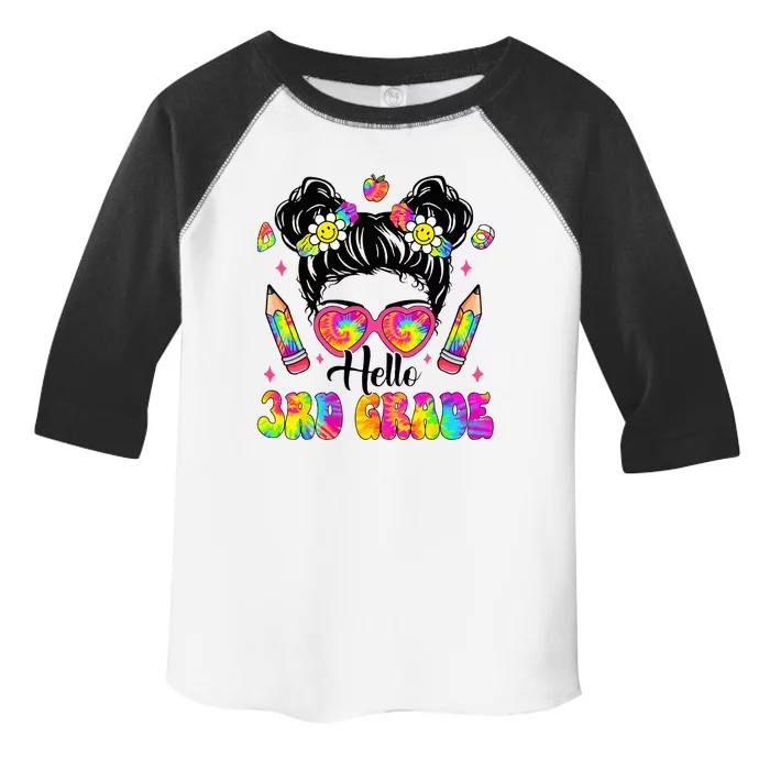 Hello 3rd Grade Third Back To School Tie Dye Messy Bun Toddler Fine Jersey T-Shirt