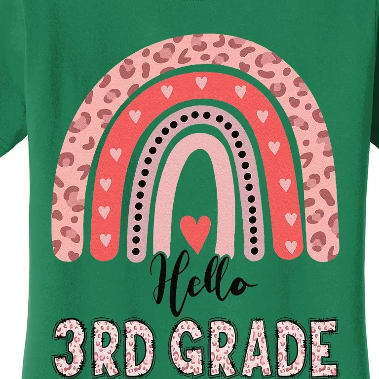 Hello 3rd Grade Rainbow Leopard Back To School First Day Women's T-Shirt