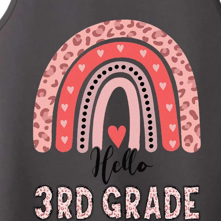 Hello 3rd Grade Rainbow Leopard Back To School First Day Performance Tank