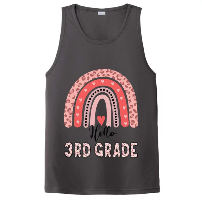 Hello 3rd Grade Rainbow Leopard Back To School First Day Performance Tank