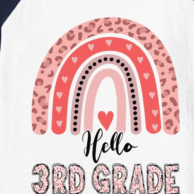 Hello 3rd Grade Rainbow Leopard Back To School First Day Baseball Sleeve Shirt