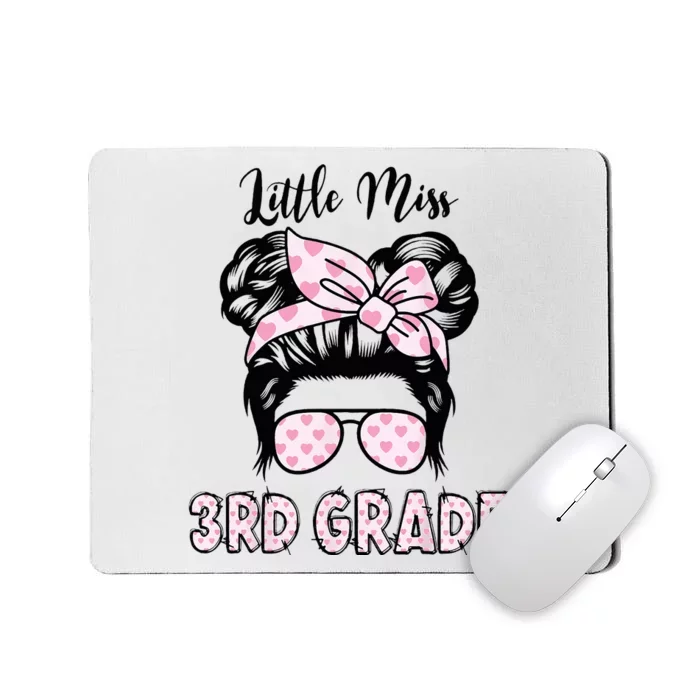 Hello 3rd Grade Messy Bun Cute Heart Back To School Mousepad