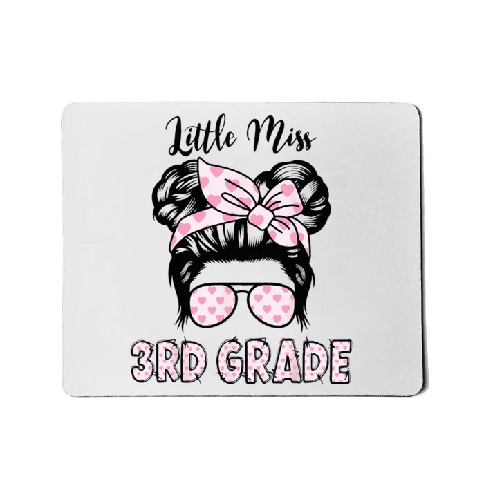 Hello 3rd Grade Messy Bun Cute Heart Back To School Mousepad