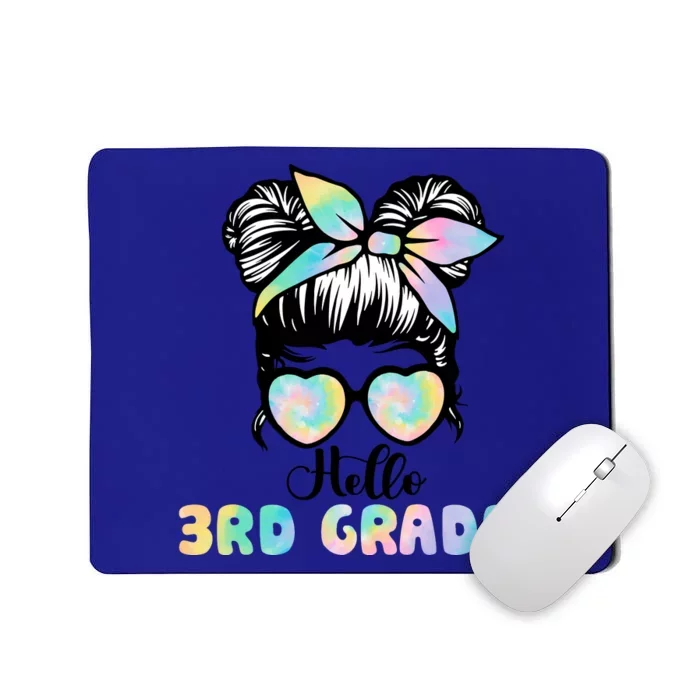 Hello 3rd Grade Messy Hair Bun Girl Back To School First Day Mousepad