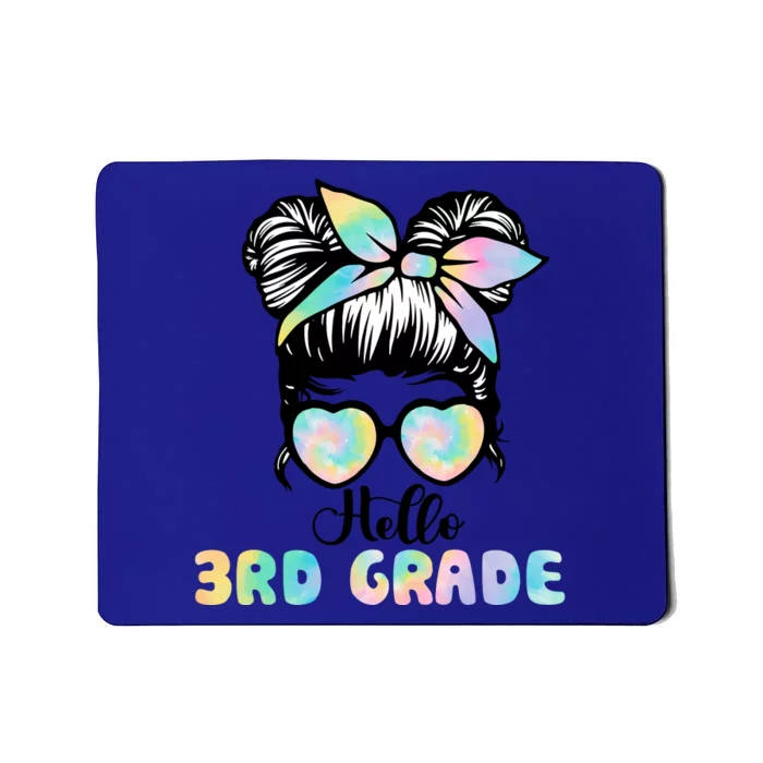 Hello 3rd Grade Messy Hair Bun Girl Back To School First Day Mousepad