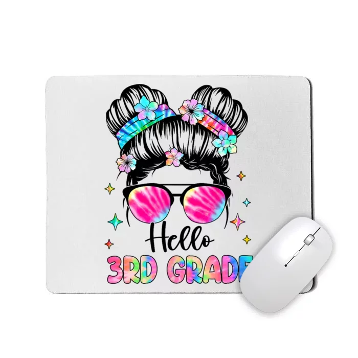 Hello 3rd Grade Messy Hair Bun Girl Back To School First Day Mousepad