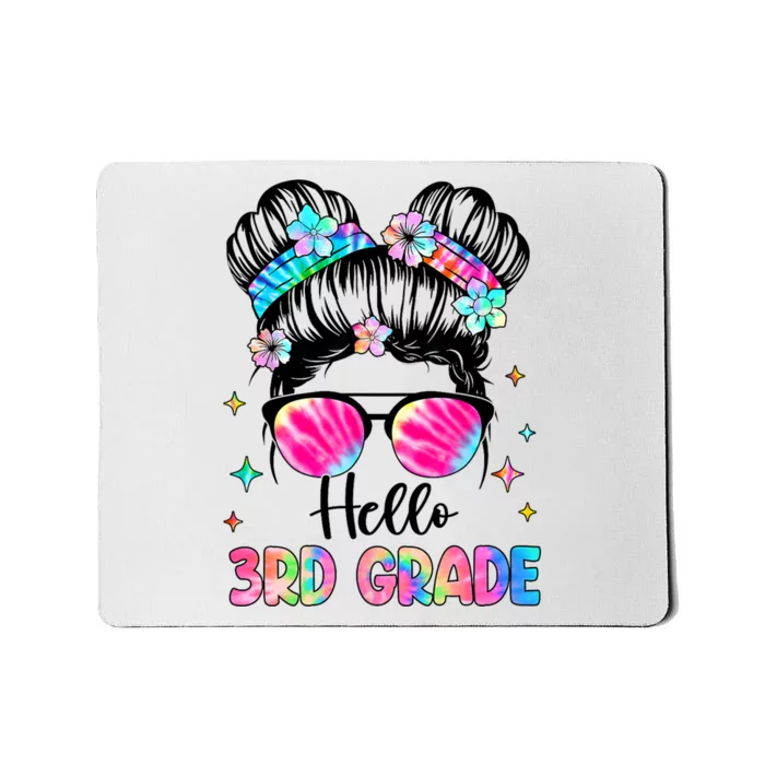 Hello 3rd Grade Messy Hair Bun Girl Back To School First Day Mousepad